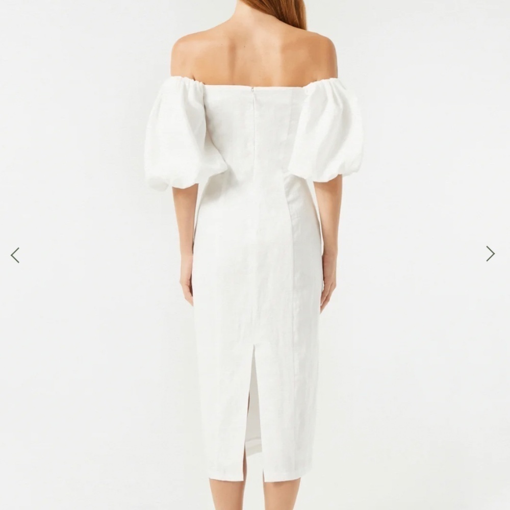 RHODE Women's Karima Off-Shoulder Puff Sleeve Midi Dress, White - Picture 3 of 7